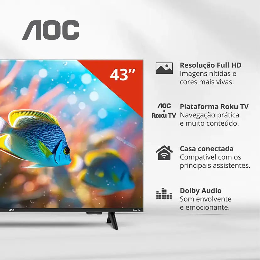 Smart Tv 43 Aoc Led Roku Full Hd Wi-fi 60hz Hdmi Usb 43s5155/78g - Image 7