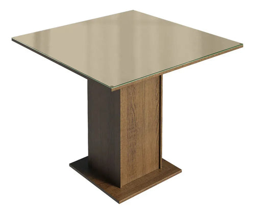 Imagem 8 de 10 de Sala Jantar Estofada Mesa Tampo Vidro 4 Cadeiras Madesa Anaju Rci Cor Rustic/Crema/Imperial MDJA0401387GSIM