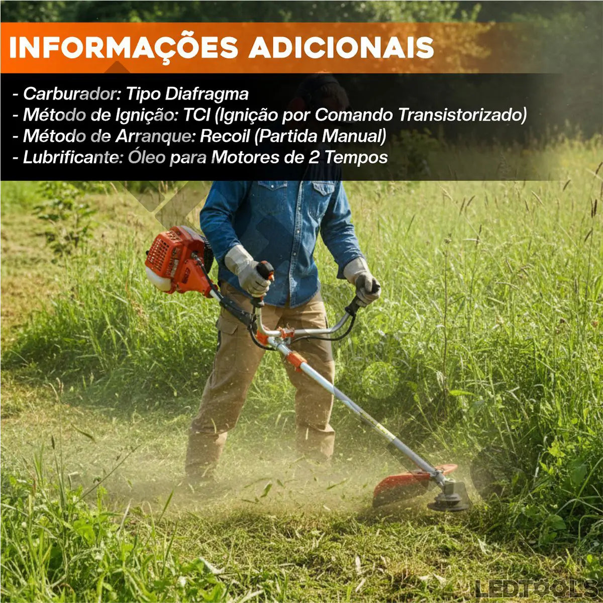 Roçadeira Knakasaki 75cc 3,5hp Gasolina 2 Tempos Profissional Multifuncional 4 Em 1 - Image 7