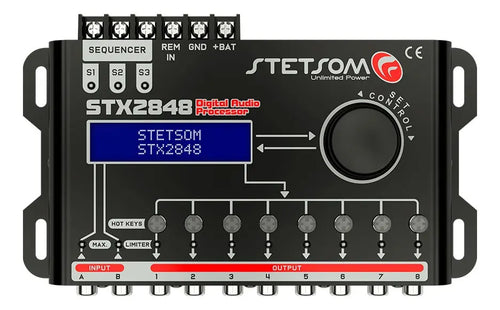 Imagem 1 de 8 de Processador de Áudio Stetsom STX2848 Digital com Equalizador e Crossover Para Carro