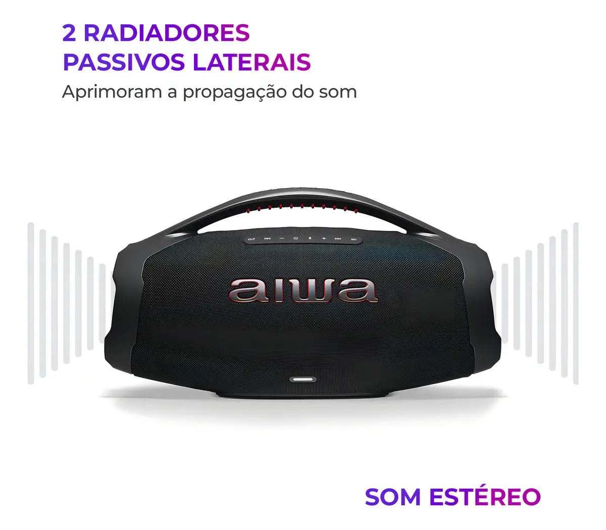 Caixa De Som Boombox Aiwa AWS-BBS-01B 200w IP66 30hs De Bateria Cor Preto - Image 5