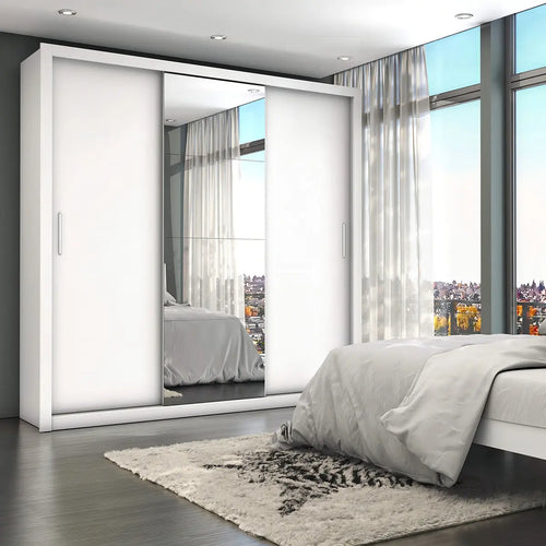 Imagem 9 de 9 de Guarda-Roupa Carioca Móveis Melissa Glass cor branco de MDP com 3 portas corrediças Branco