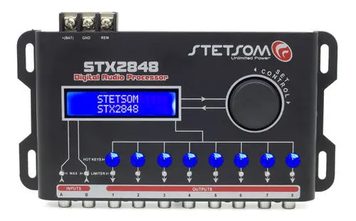Imagem 3 de 8 de Processador de Áudio Stetsom STX2848 Digital com Equalizador e Crossover Para Carro