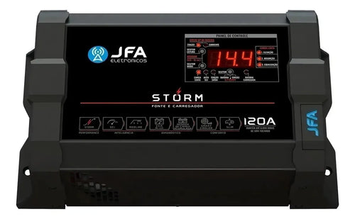 Imagem 3 de 4 de Fonte carregador automotiva JFA 120A STORM 1800W cor preto