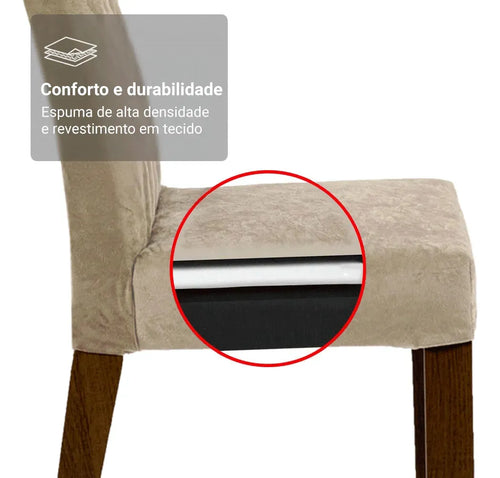 Imagem 5 de 10 de Sala Jantar Estofada Mesa Tampo Vidro 4 Cadeiras Madesa Anaju Rci Cor Rustic/Crema/Imperial MDJA0401387GSIM