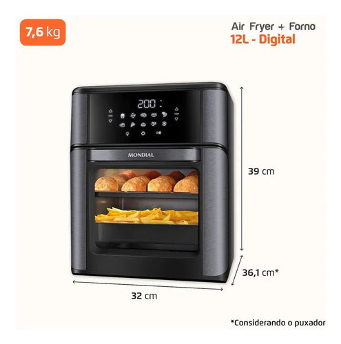 Imagem 9 de 9 de Fritadeira Elétrica AFON-12L-BG Forno Oven 12 Litros Preto Mondial