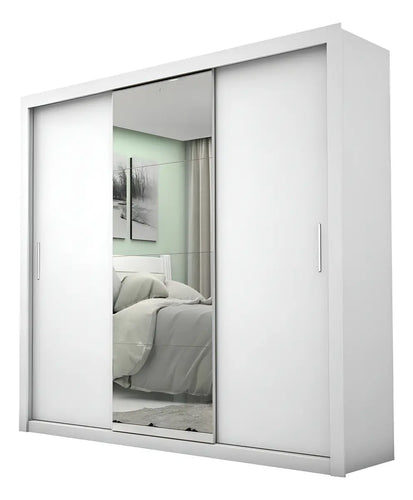 Imagem 1 de 9 de Guarda-Roupa Carioca Móveis Melissa Glass cor branco de MDP com 3 portas corrediças Branco