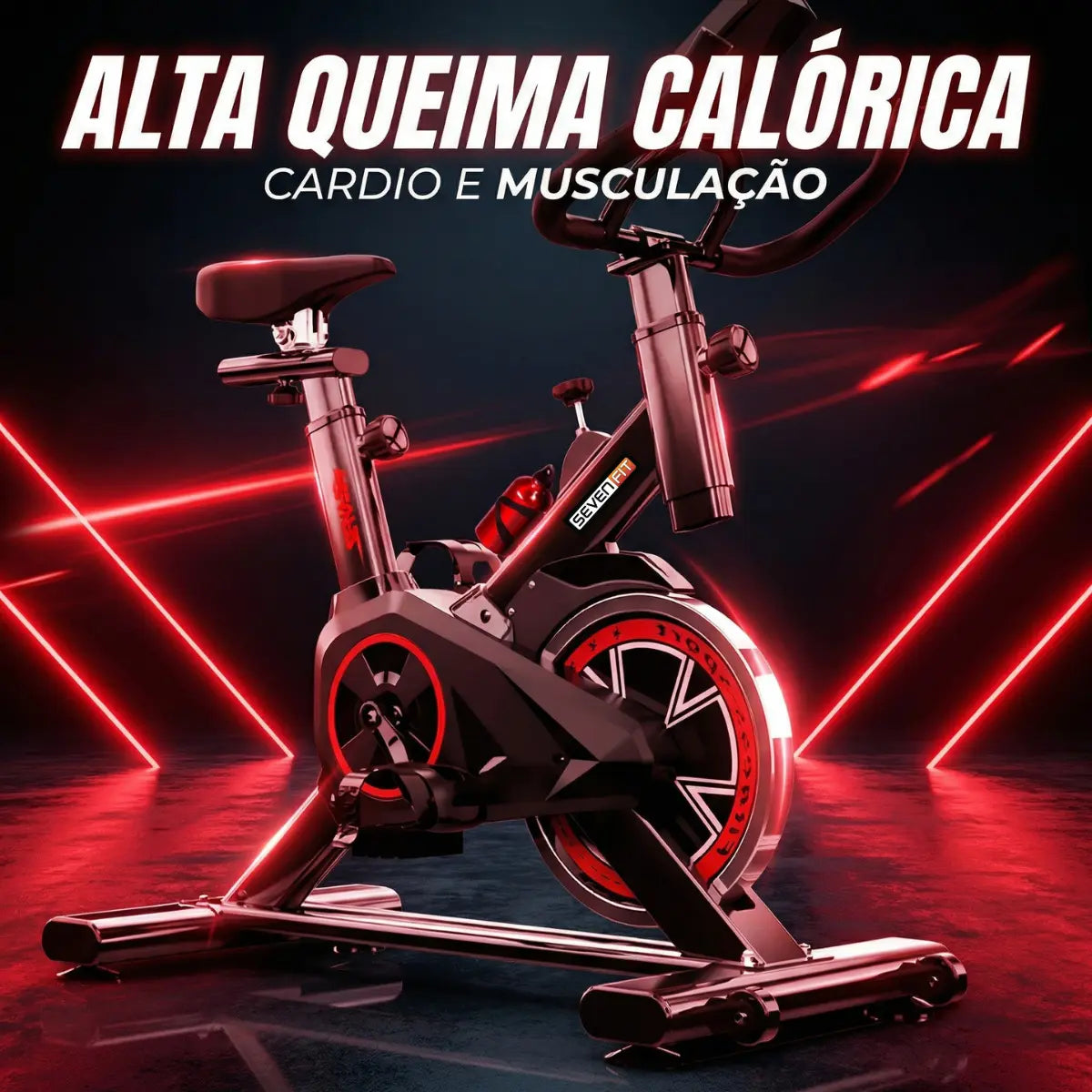 Bicicleta Ergométrica Fitness Para Cardio E Musculação Com Base Cor Preto E Vermelho 6kg Inercia Marca Sevenfit - Image 7