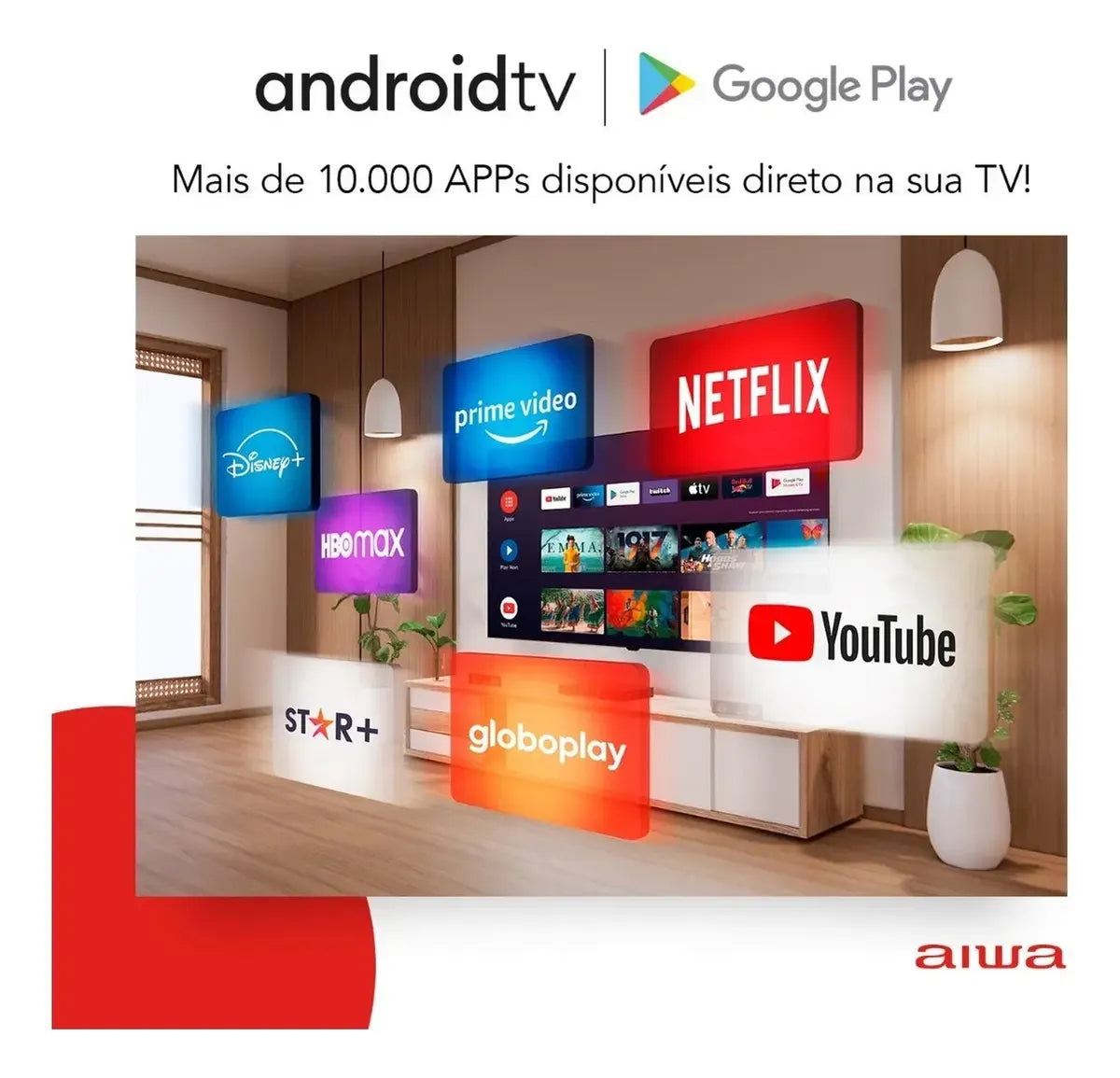 Smart TV AIWA 32” Android HD Borda Ultrafina HDR10 Dolby Áudio AWS-TV-32-BL-02-A - Image 5