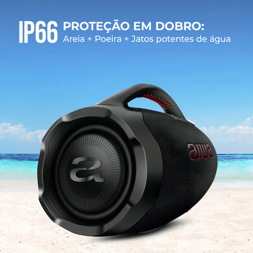Imagem 6 de 11 de Caixa De Som Boombox Aiwa AWS-BBS-01B 200w IP66 30hs De Bateria Cor Preto