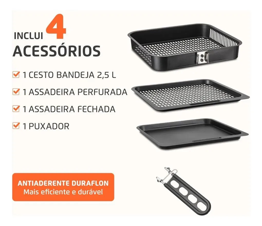 Fritadeira Elétrica AFON-12L-BG Forno Oven 12 Litros Preto Mondial - Image 3