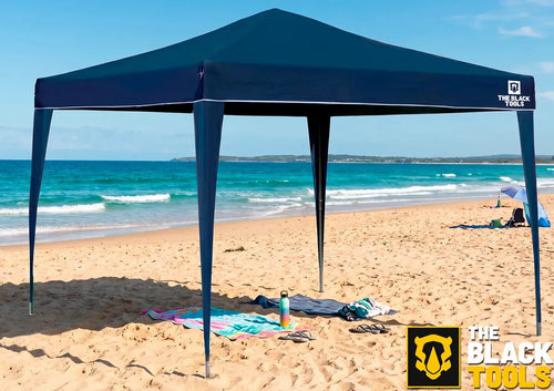 Imagem 9 de 9 de Tenda Gazebo Sanfonada Articulada The Black Tools 3x3m Azul Impermeável Resistente Proteção Ao Ar Livre Camping Praia