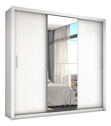 Imagem 4 de 9 de Guarda-Roupa Carioca Móveis Melissa Glass cor branco de MDP com 3 portas corrediças Branco