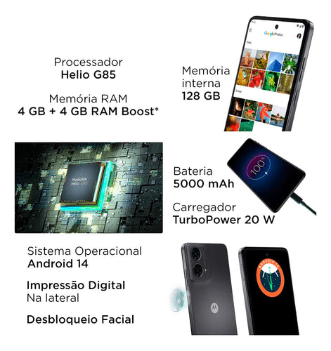 Imagem 6 de 7 de Smartphone Motorola Moto g24 - 128GB 8GB (4GB RAM+4GB Ram Boost) AI Camera 50MP Night Vision