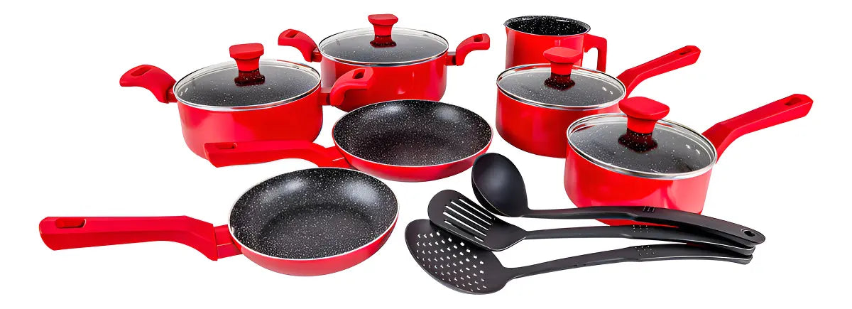 Conjunto Panelas Indução Cerâmico Pratic Cook Red 10 Pç Mimo - Image 1