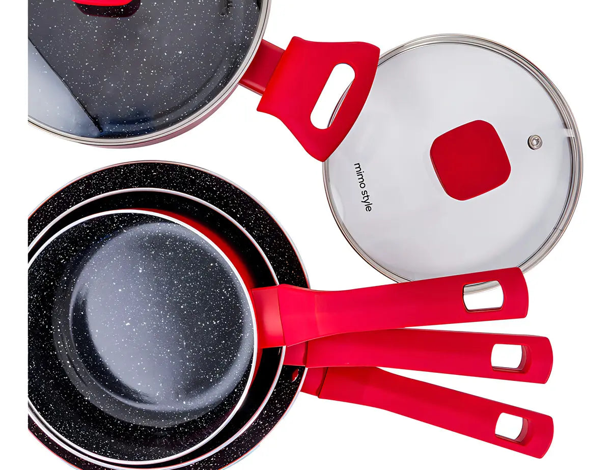 Conjunto Panelas Indução Cerâmico Pratic Cook Red 10 Pç Mimo - Image 4