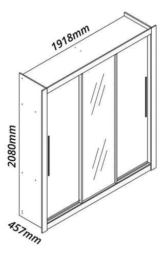 Imagem 3 de 6 de Guarda-roupa Casal Branco 3 Portas Corrediça Espelhada Milão MDF Yescasa
