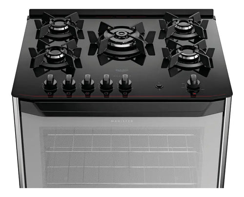 Imagem 3 de 7 de Fogão 5 Bocas Dako Magister Style Mesa De Vidro Preto
