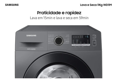 Imagem 3 de 7 de Lava E Seca Samsung Wd11m Com Digital Inverter Inox 11kg Cor Inox look