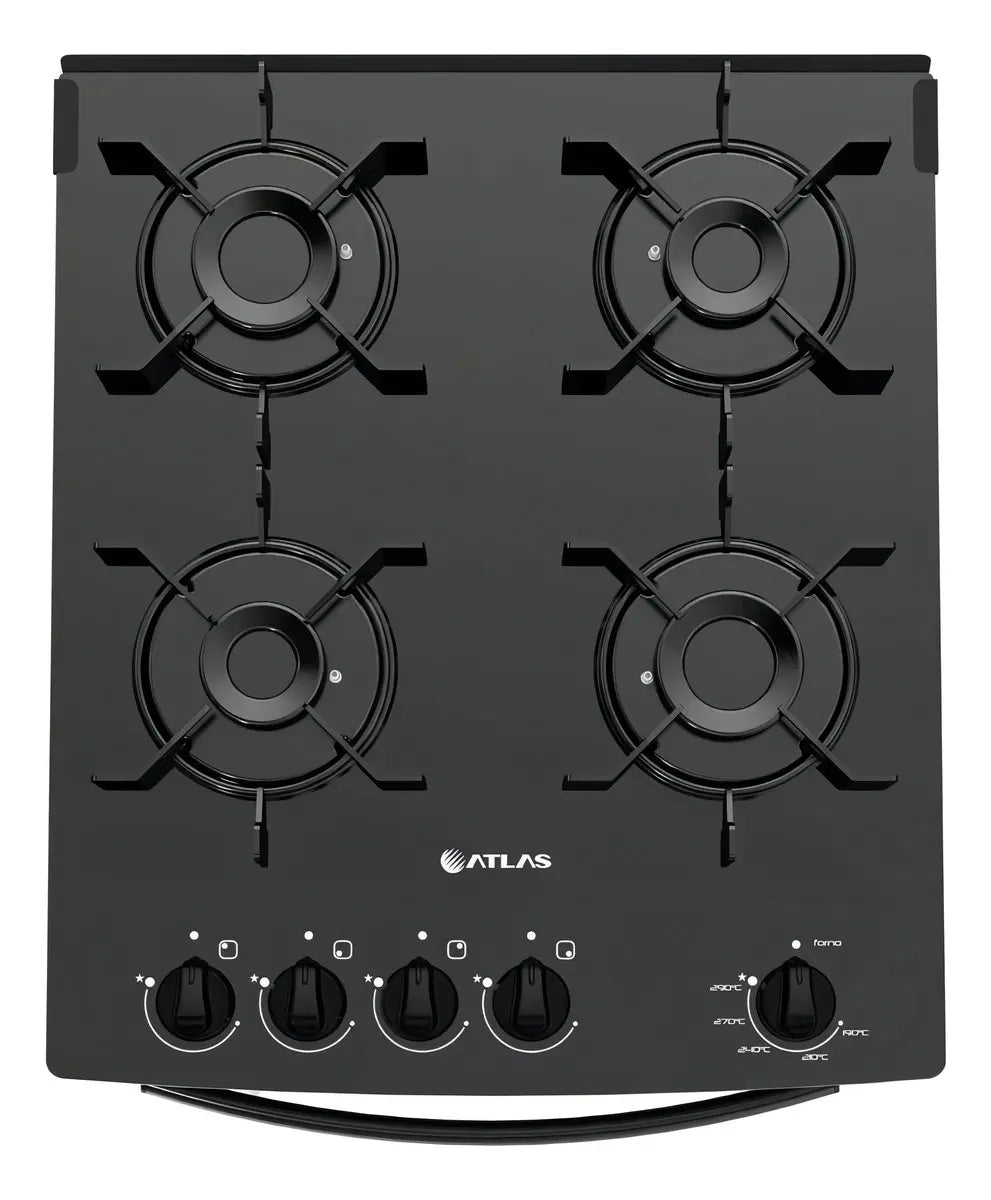 Fogão 4 Bocas Atlas Mônaco Top Glass com Mesa de Vidro e Acendimento Automático Preto Bivolt - Image 4