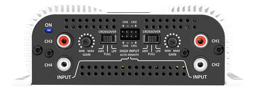 Imagem 4 de 9 de Modulo Taramps Ts800x4 2 Ohms 800W Potencia Rms Amplificador Som Automotivo Entrada Rca E Fio Crossover LPF FULL HPF Subwoofer Kit Duas Vias Drivers T800 4 Canais Carro Camionete Conexao Bridge Branco