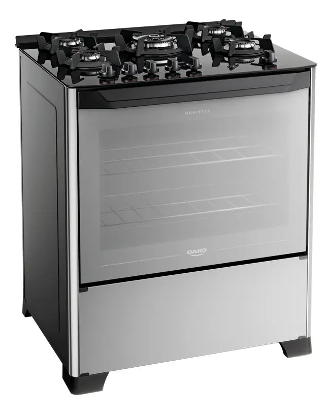 Fogão 5 Bocas Dako Magister Style Mesa De Vidro Preto - Image 1